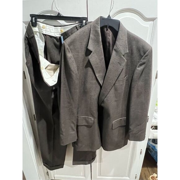 Savile Row 2-Piece Suit 44R 38W Gray Glen Plaid Cool Wool Blazer Trousers VTG